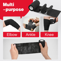 AZEN black cohesive wrap roll highlights stretchiness and breathable fabric