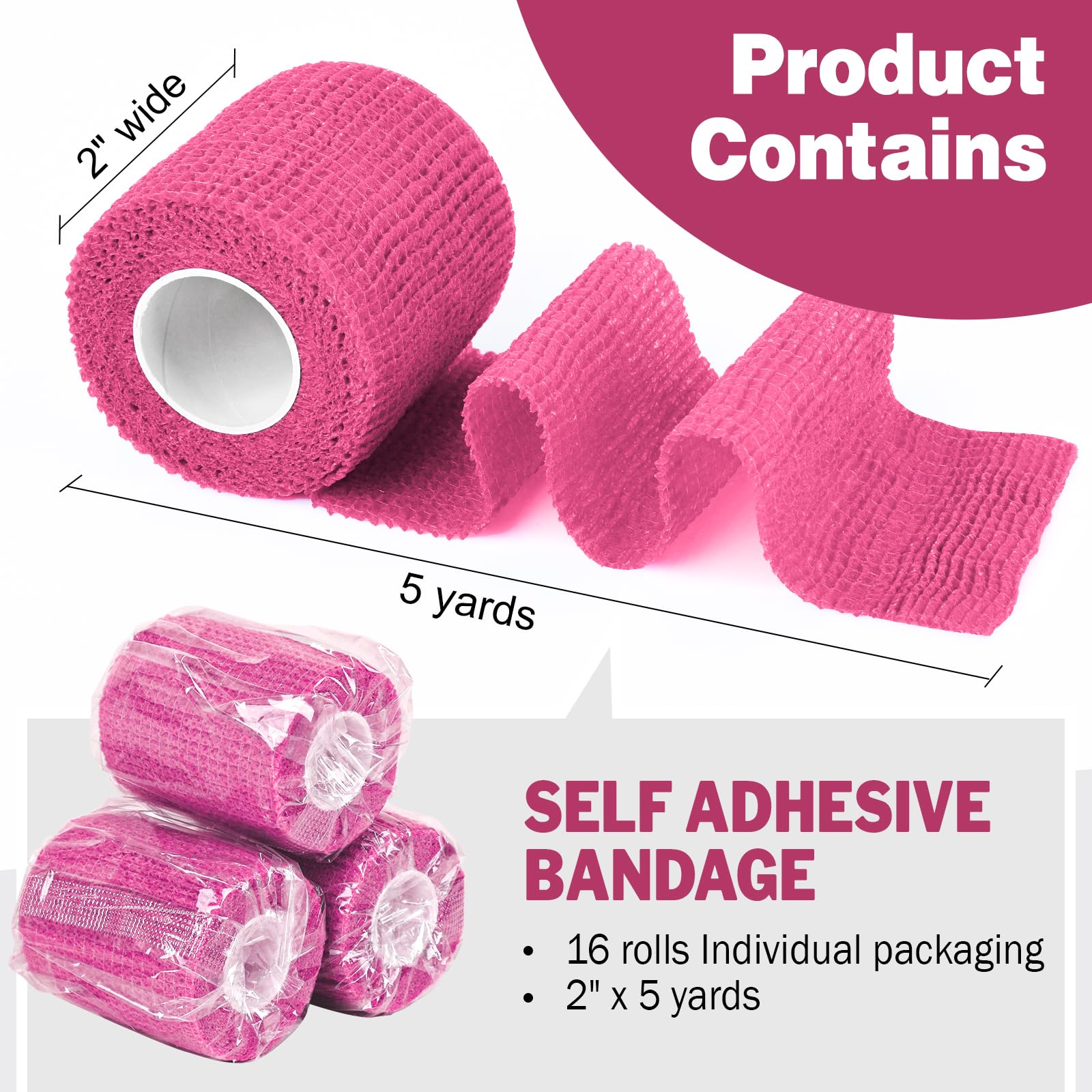 AZEN breathable elastic bandage wrap pink for skin-friendly compression