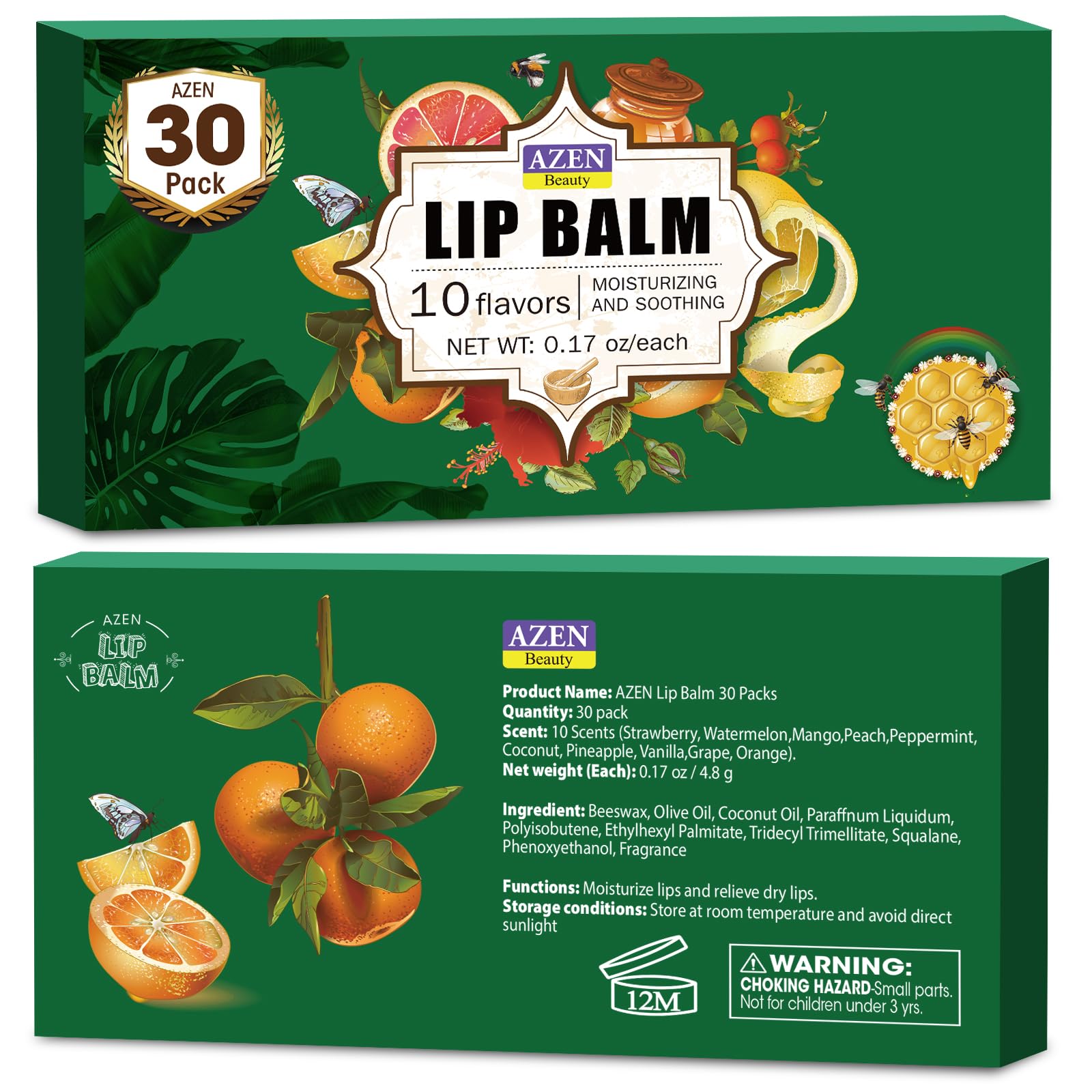 AZEN mint lip balm cools gently while hydrating lips