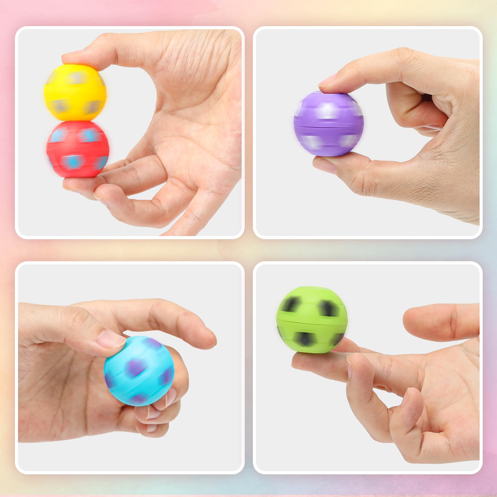 Close-up of AZEN mini fidget spinner soccer ball for portable fun.