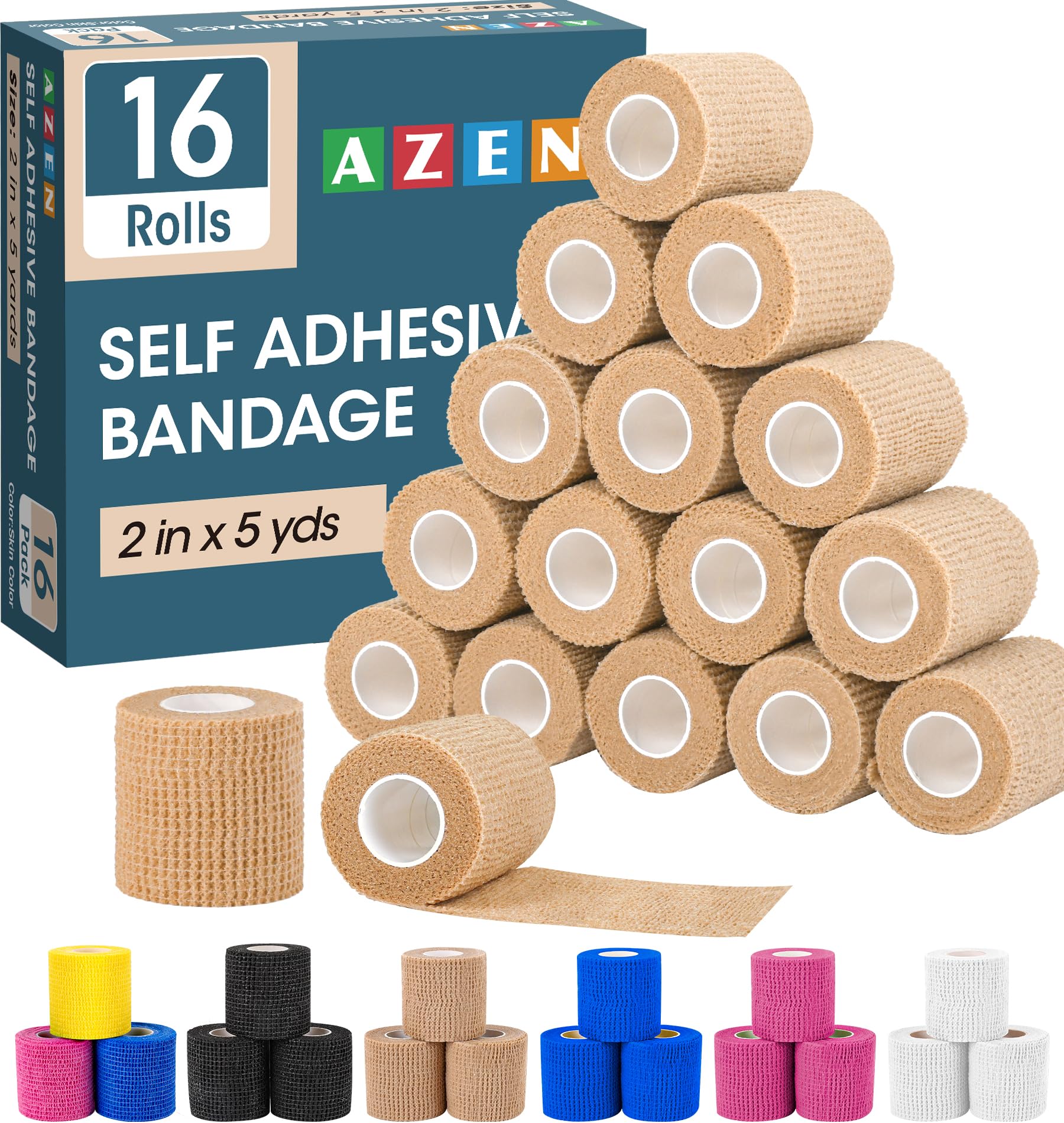 AZEN self-adhesive bandage wrap roll in skin color for quick, clean application