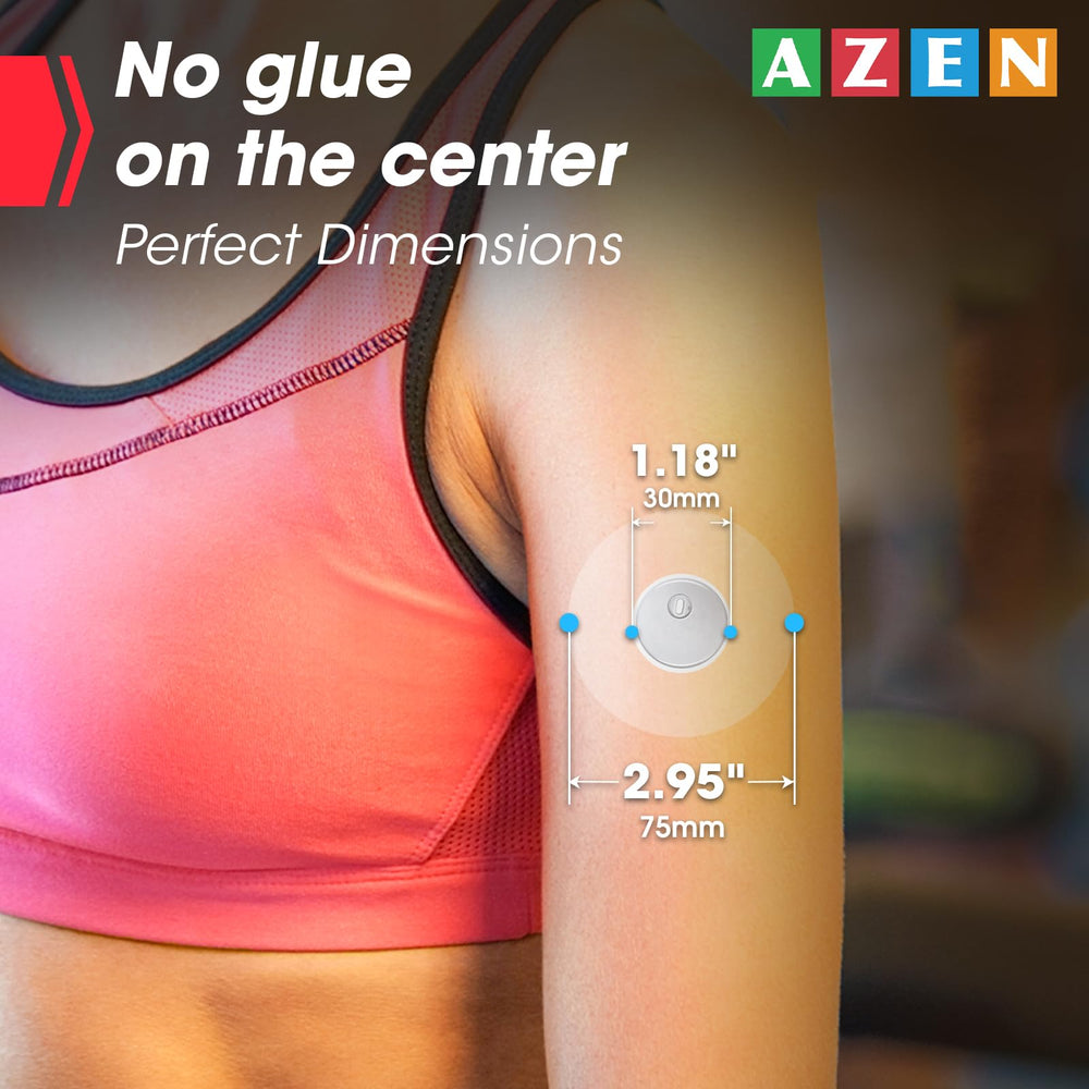 AZEN waterproof patch for Libre 3 demonstrates skin-friendly adhesion.