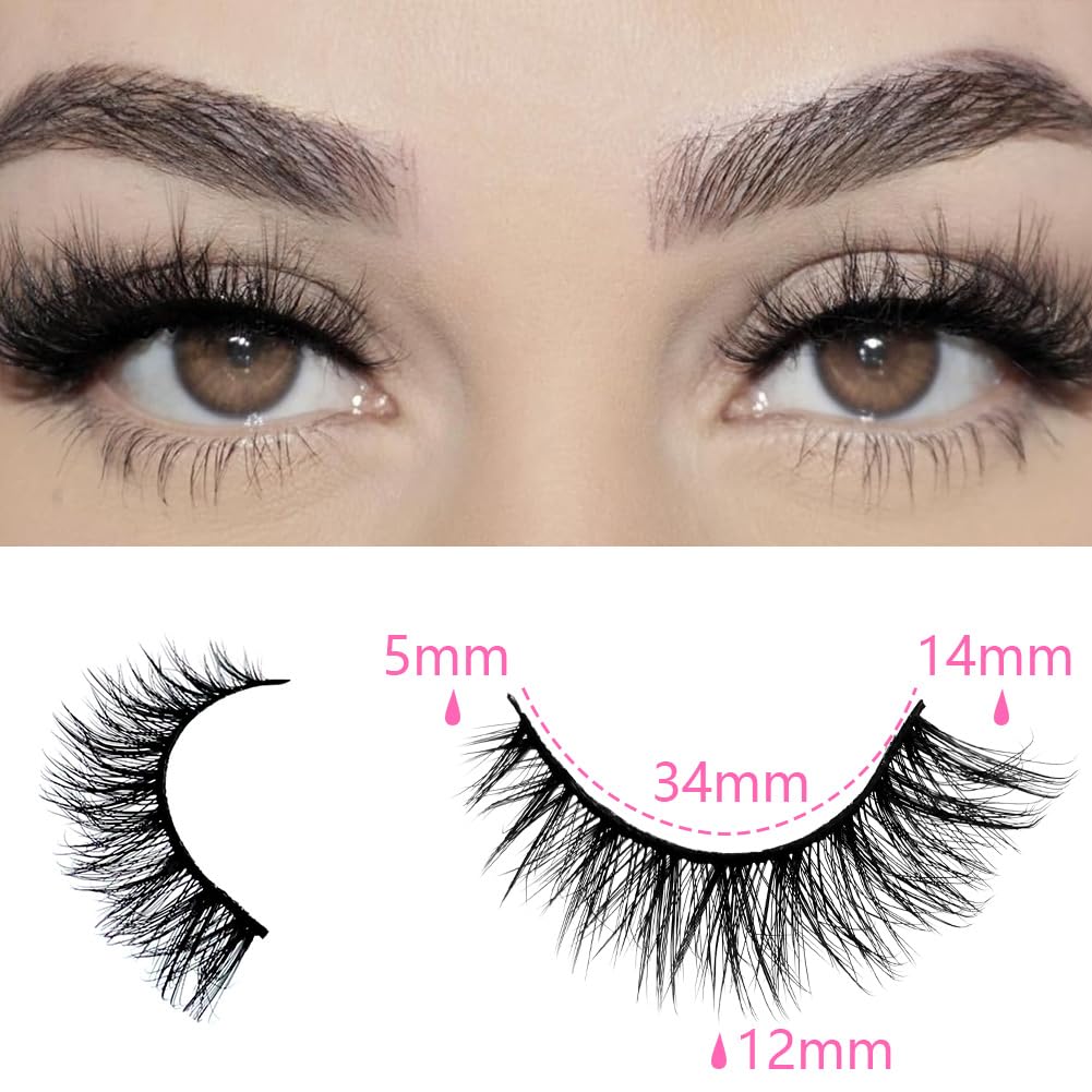 Azenlo 14mm wispy 3D cat-eye lashes highlight dramatic yet subtle flare.