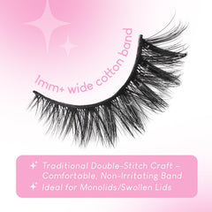 Azenlo plush faux mink strip lashes with a 1mm cotton band for easy wear.