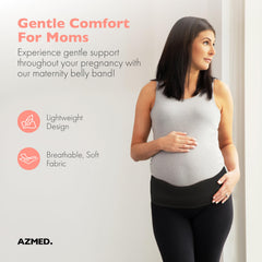 AZMED Maternity Belt Back Support side view with adjustable strap for growing belly
