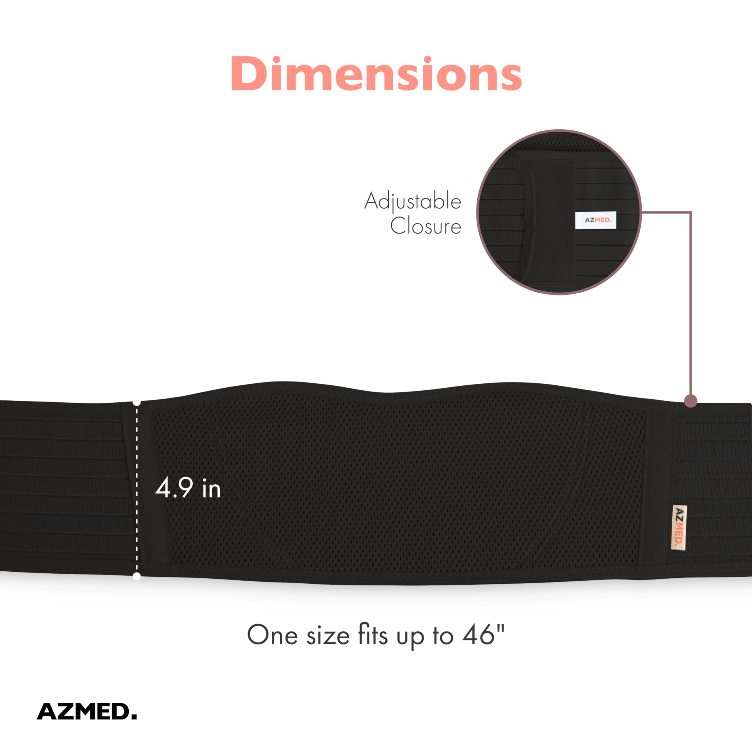 AZMED belt fabric close-up highlights breathable, soft material for all-day wear