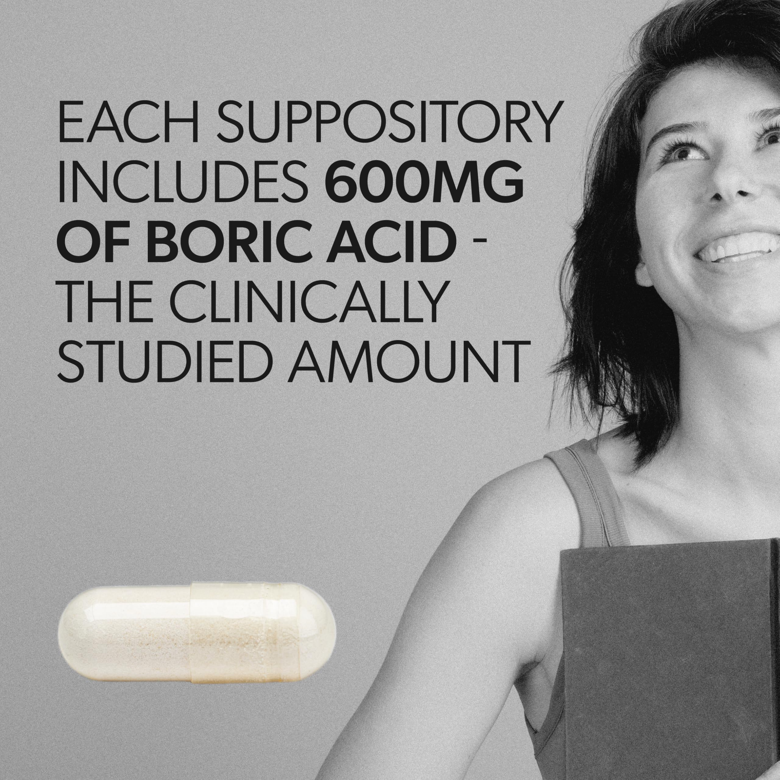 AZO Boric Acid vegetarian capsule signals GMO-free formula.