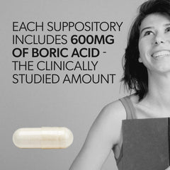 AZO Boric Acid vegetarian capsule signals GMO-free formula.