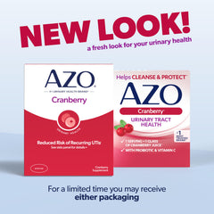 AZO Cranberry caplets serving size image emphasizes one caplet per day.