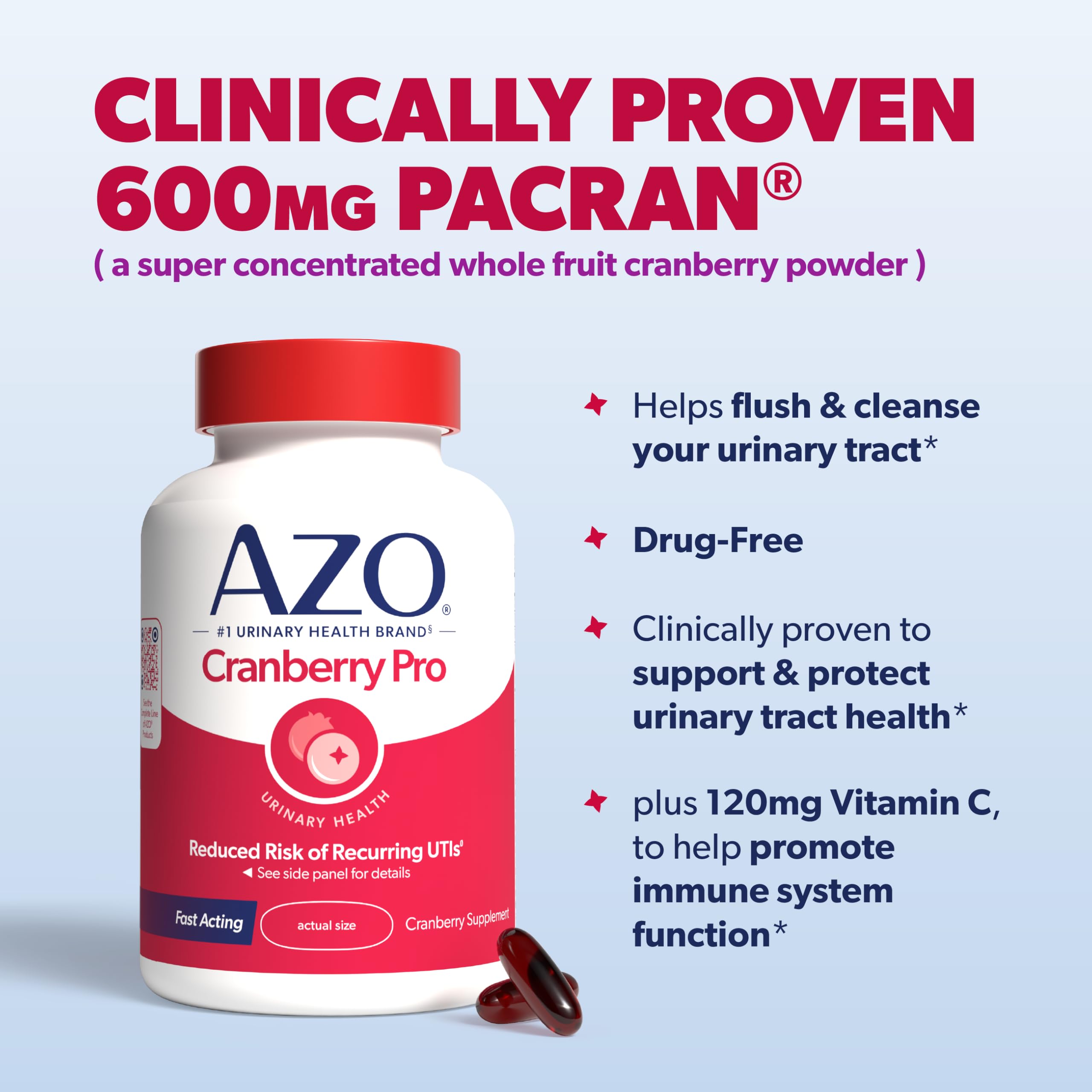 AZO Cranberry Pro gluten-free softgels suitable for gluten-free diets.