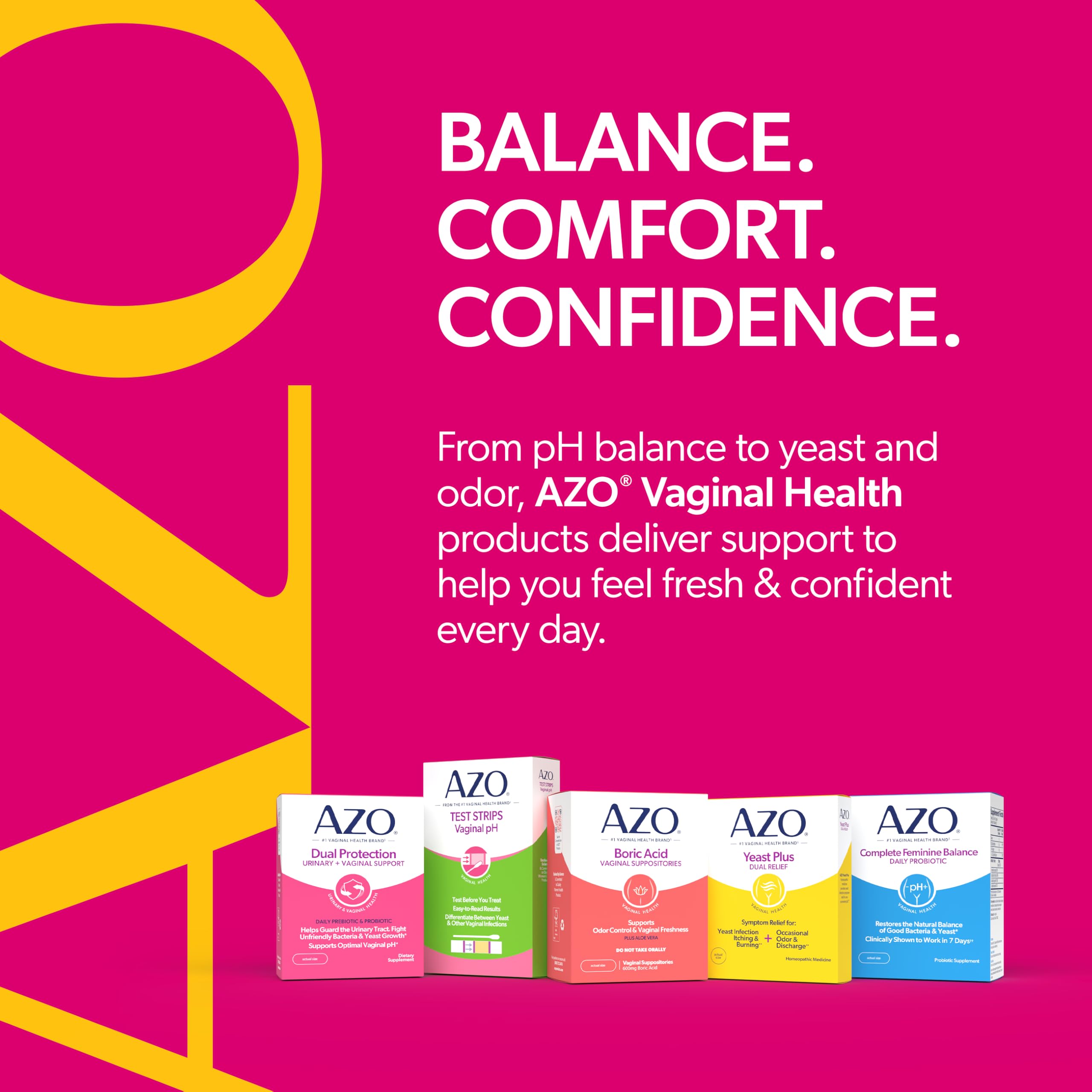 AZO Dual Protection packaging scene highlights convenient daily use.
