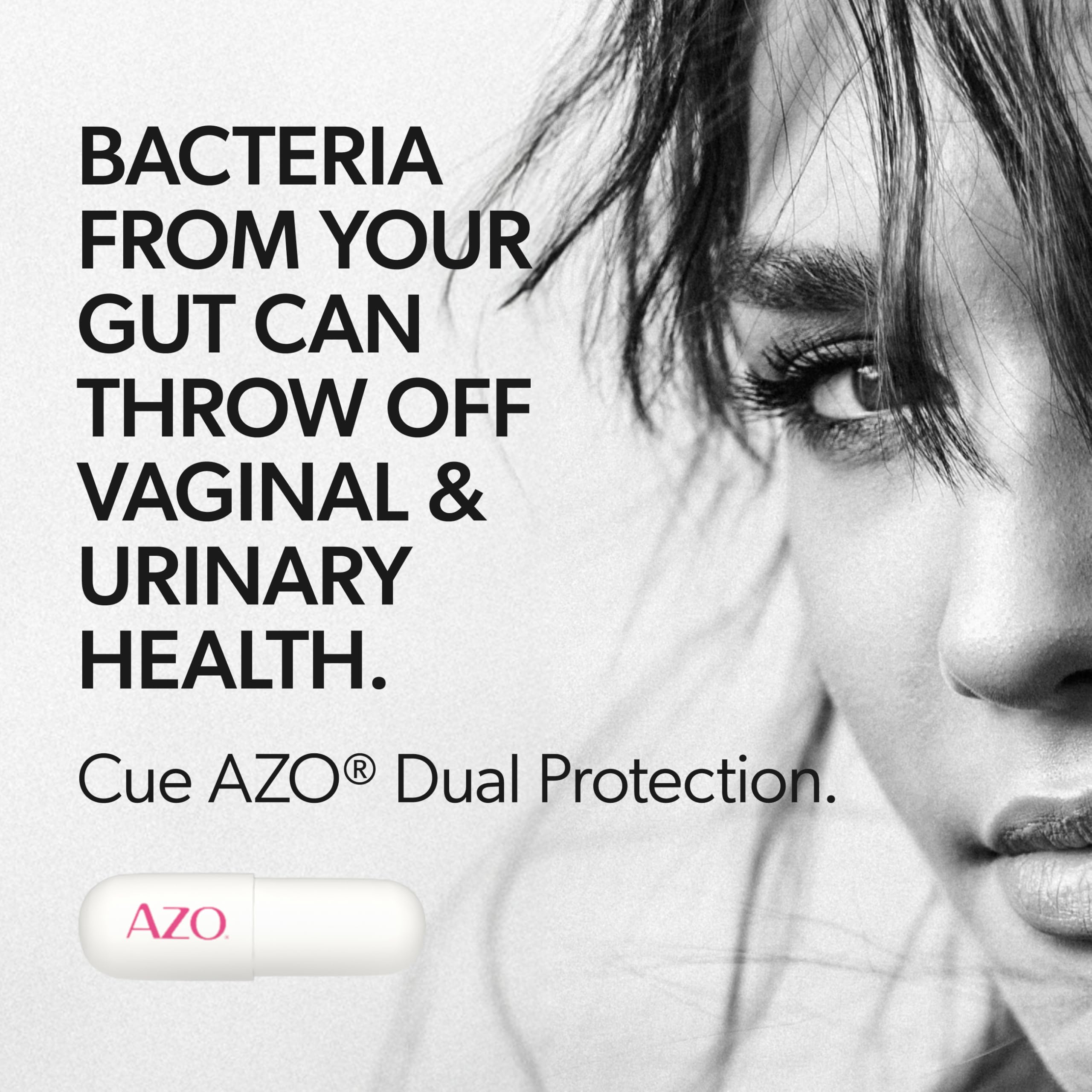 AZO Dual Protection PreforPro image communicates prebiotic support for urinary health.