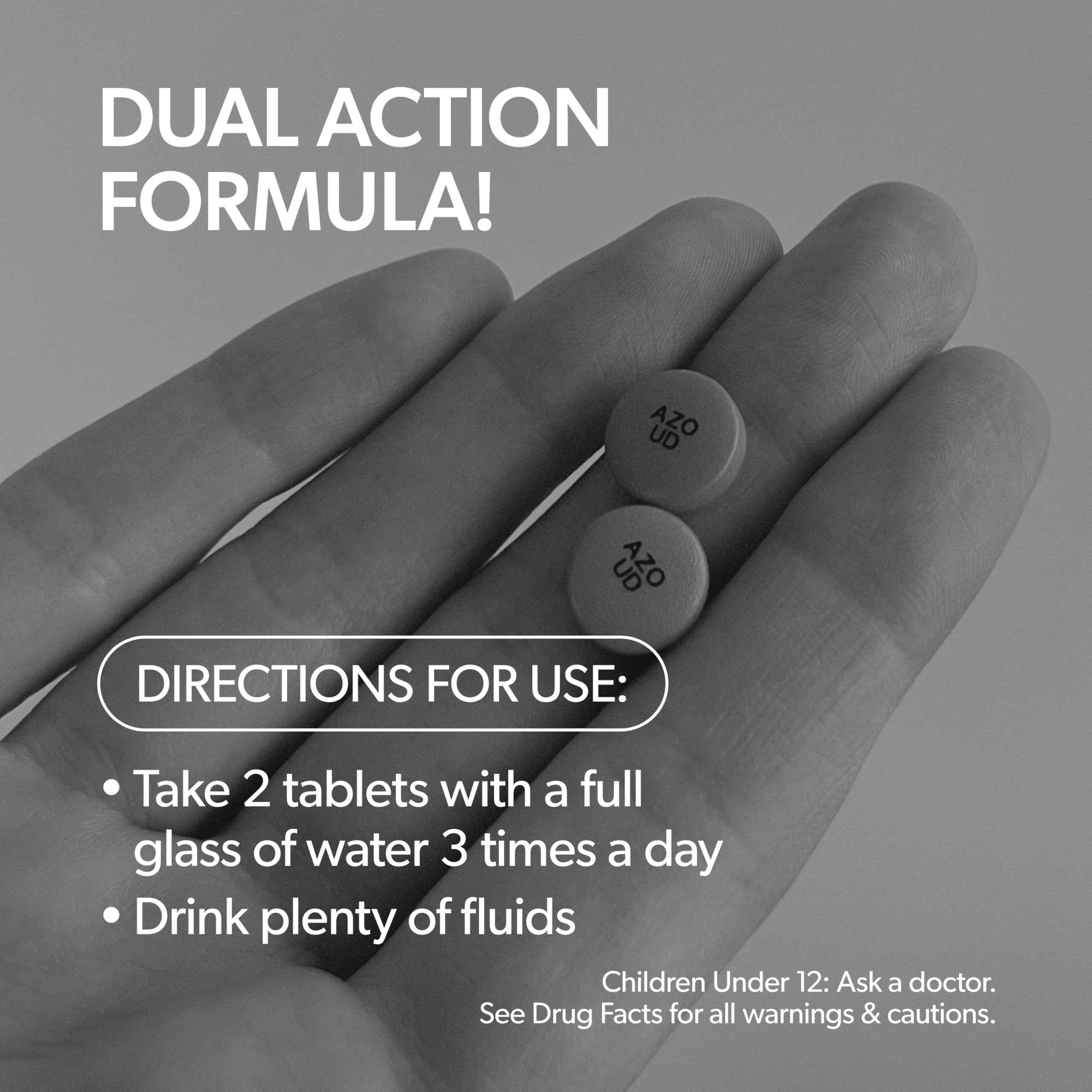 AZO Urinary Defense with water shows simple intake for ongoing support.