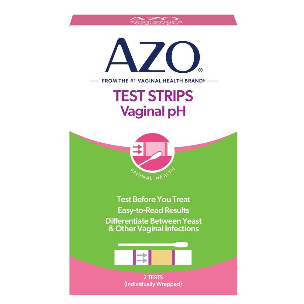 AZO Vaginal pH Test Kit swab and strip setup for at-home testing.