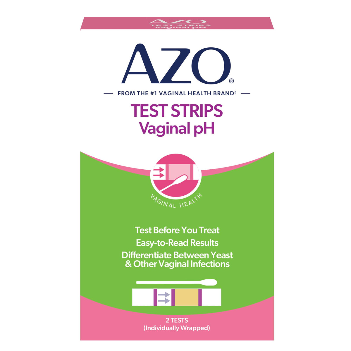 AZO Vaginal pH Test Kit swab and strip setup for at-home testing.