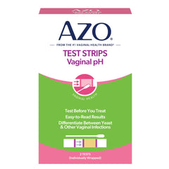 AZO Vaginal pH Test Kit swab and strip setup for at-home testing.