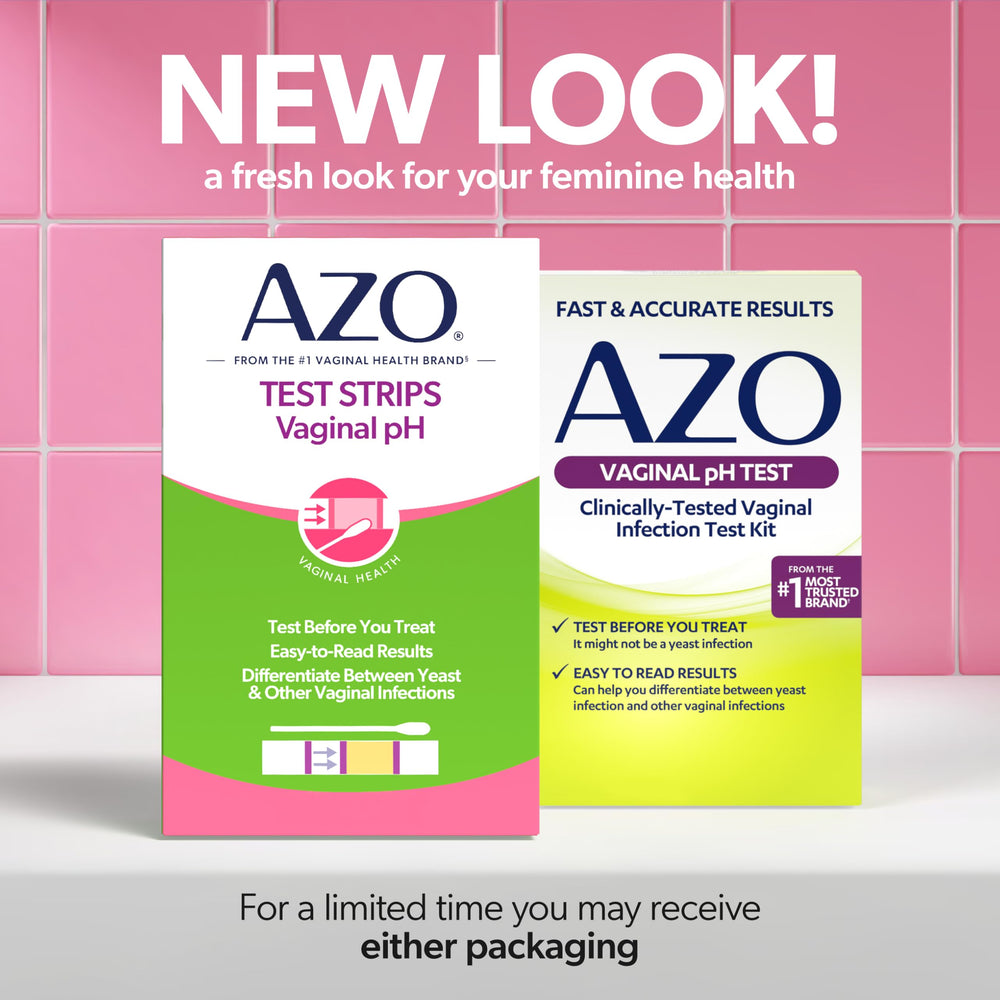 AZO vaginal pH test strips deployed for quick home results.