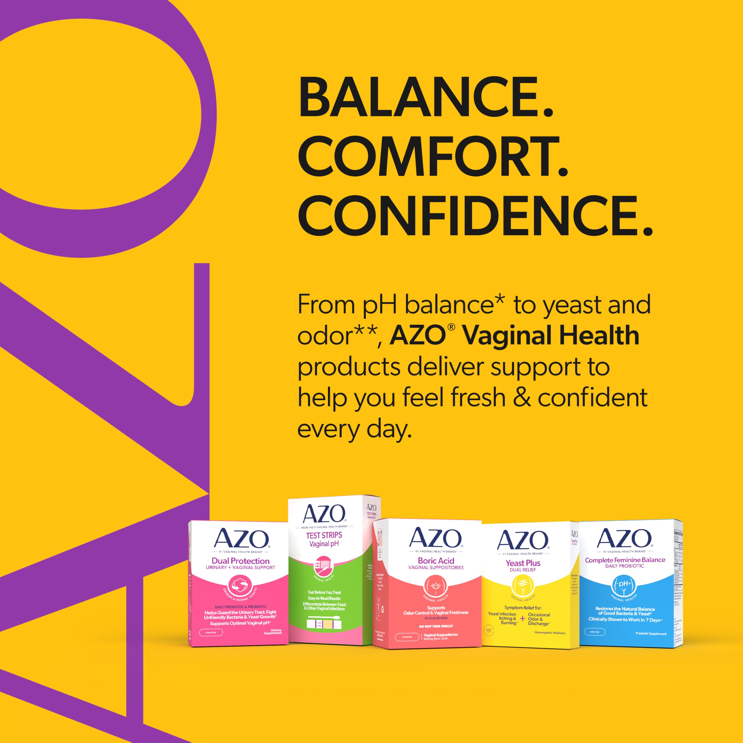 AZO Yeast Plus Dual Relief store-display communicates product trust.