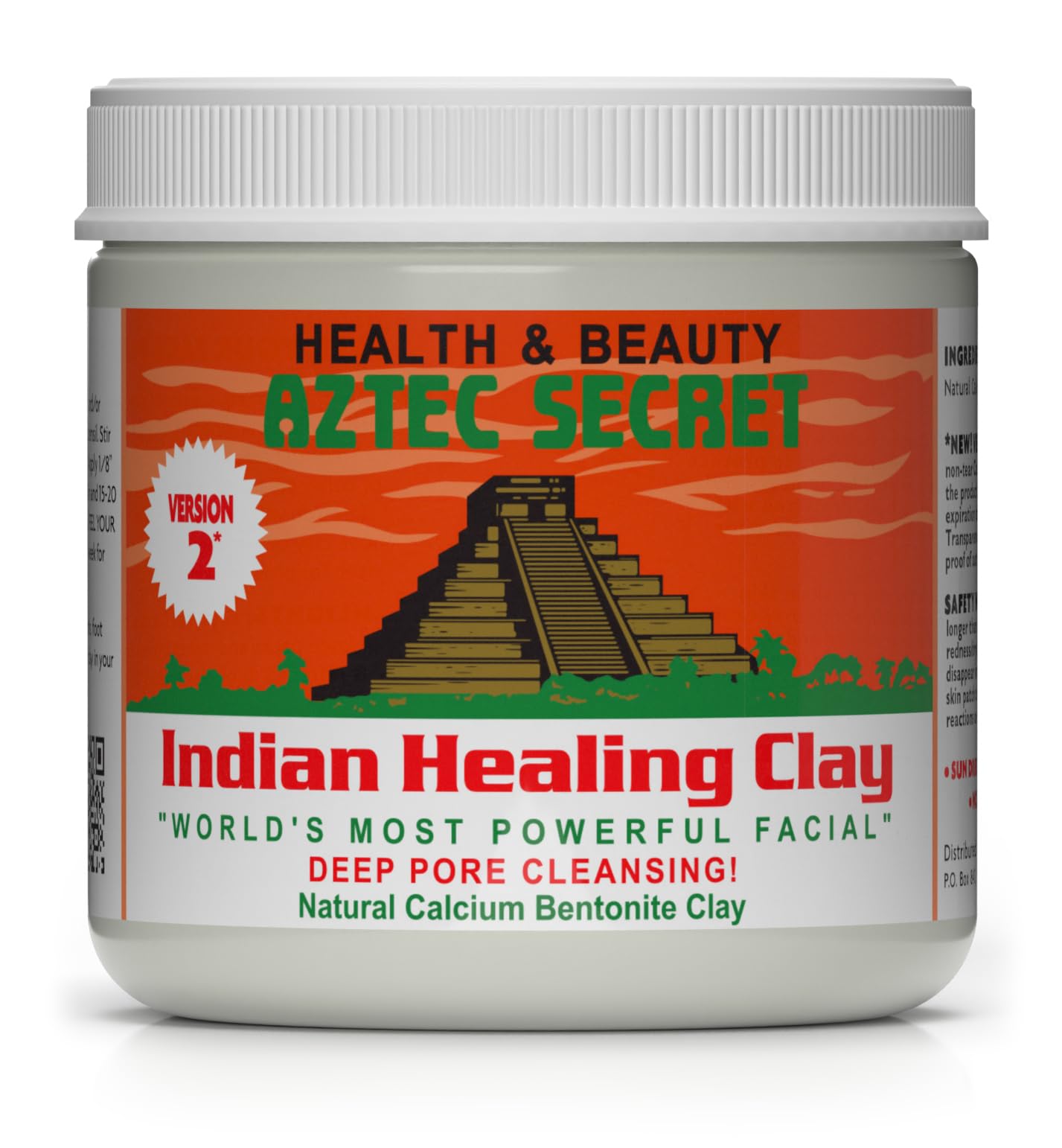 Aztec Secret Indian Healing Clay jar close-up for deep pore cleansing.