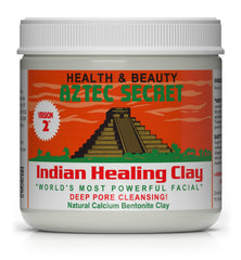 Aztec Secret Indian Healing Clay jar close-up for deep pore cleansing.