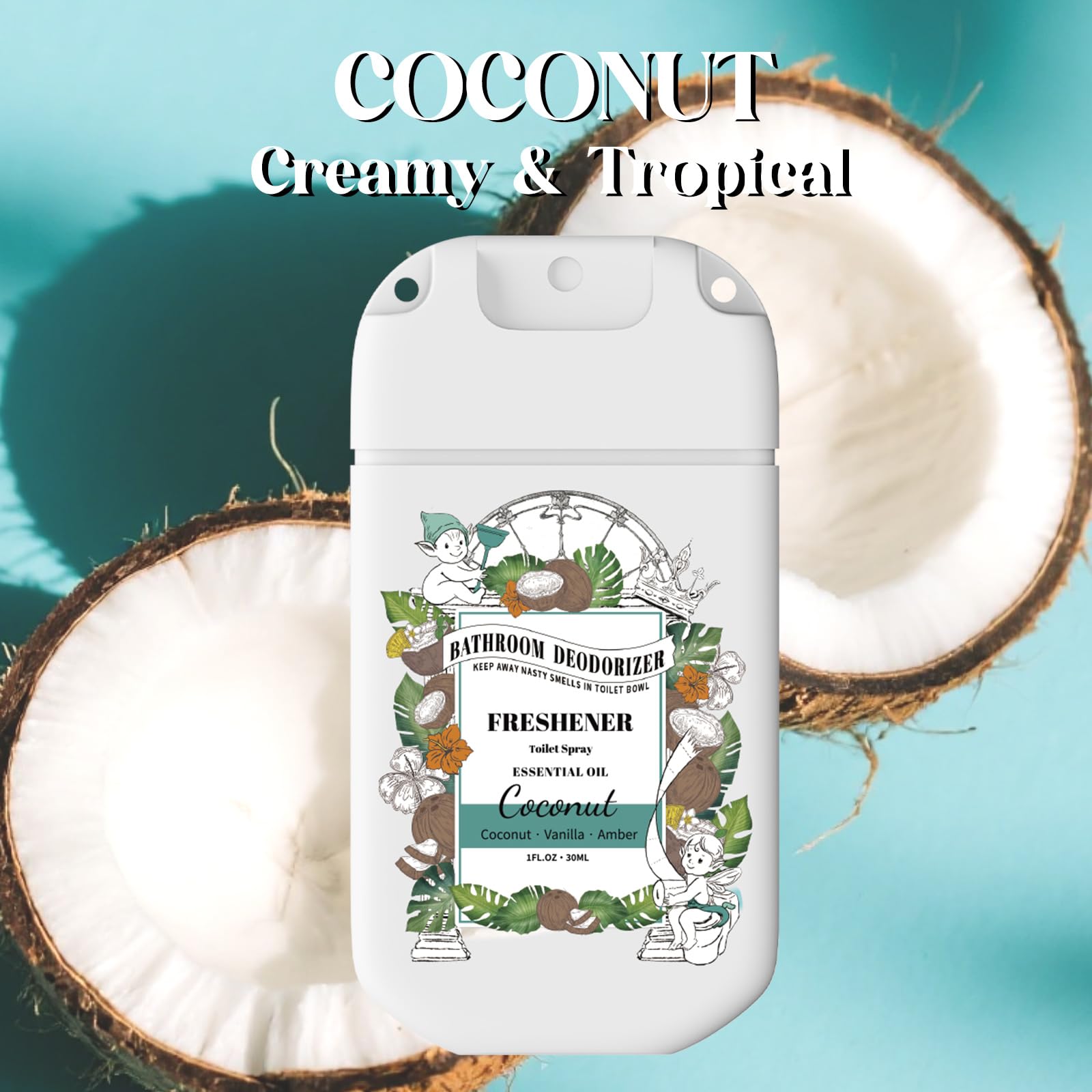 Azulfra Coconut pocket spray close-up highlighting portable design and neutralizing scent.