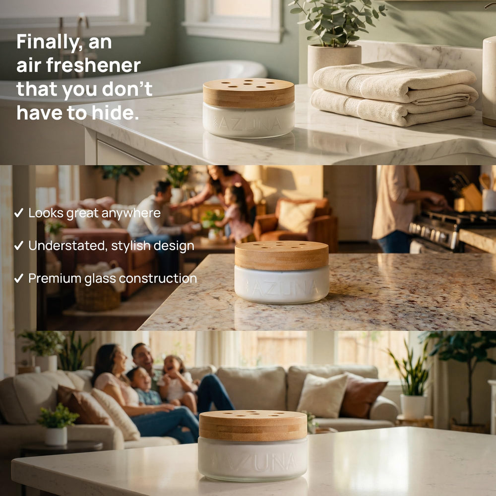 Azuna odor elimination in action in a living room setting.