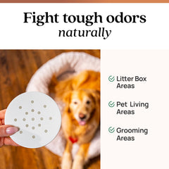 Azuna Pet Odor Eliminator 8oz Pod, lid closed, safe setup for homes with pets.