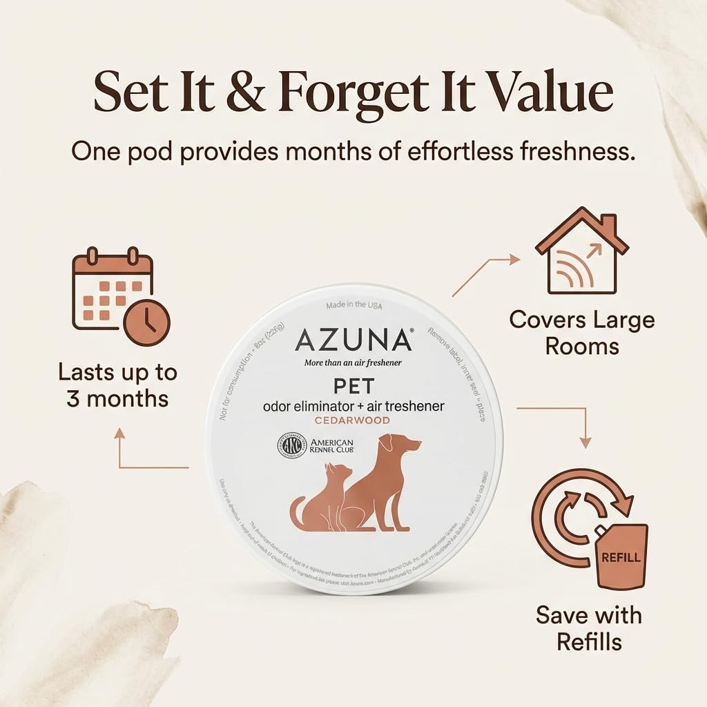 Azuna Refill 24oz pack display, long-lasting odor control solution.