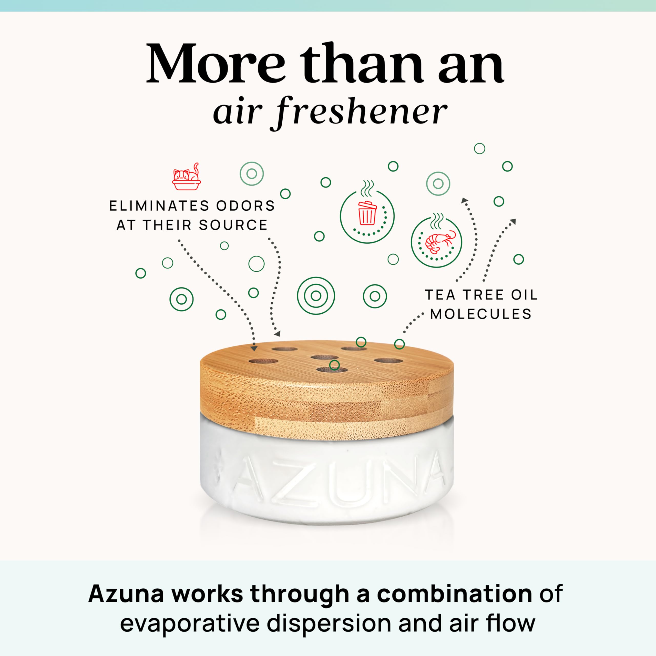 Azuna Tea Tree Gel Refill shows natural odor neutralizing gel.