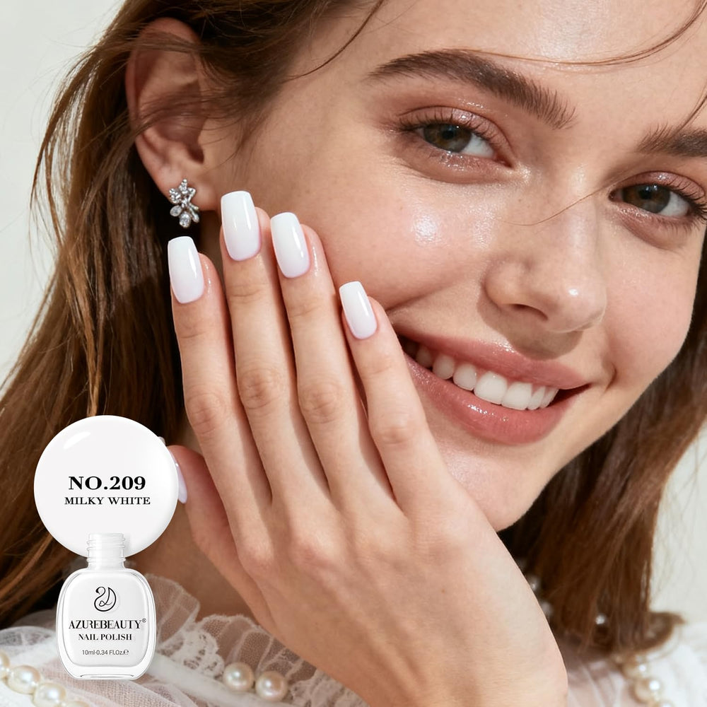AZUREBEAUTY at-home manicure idea with Milky White for a sophisticated look.
