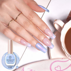 AzureBeauty Celestial Blue swatch card showing rich coverage.