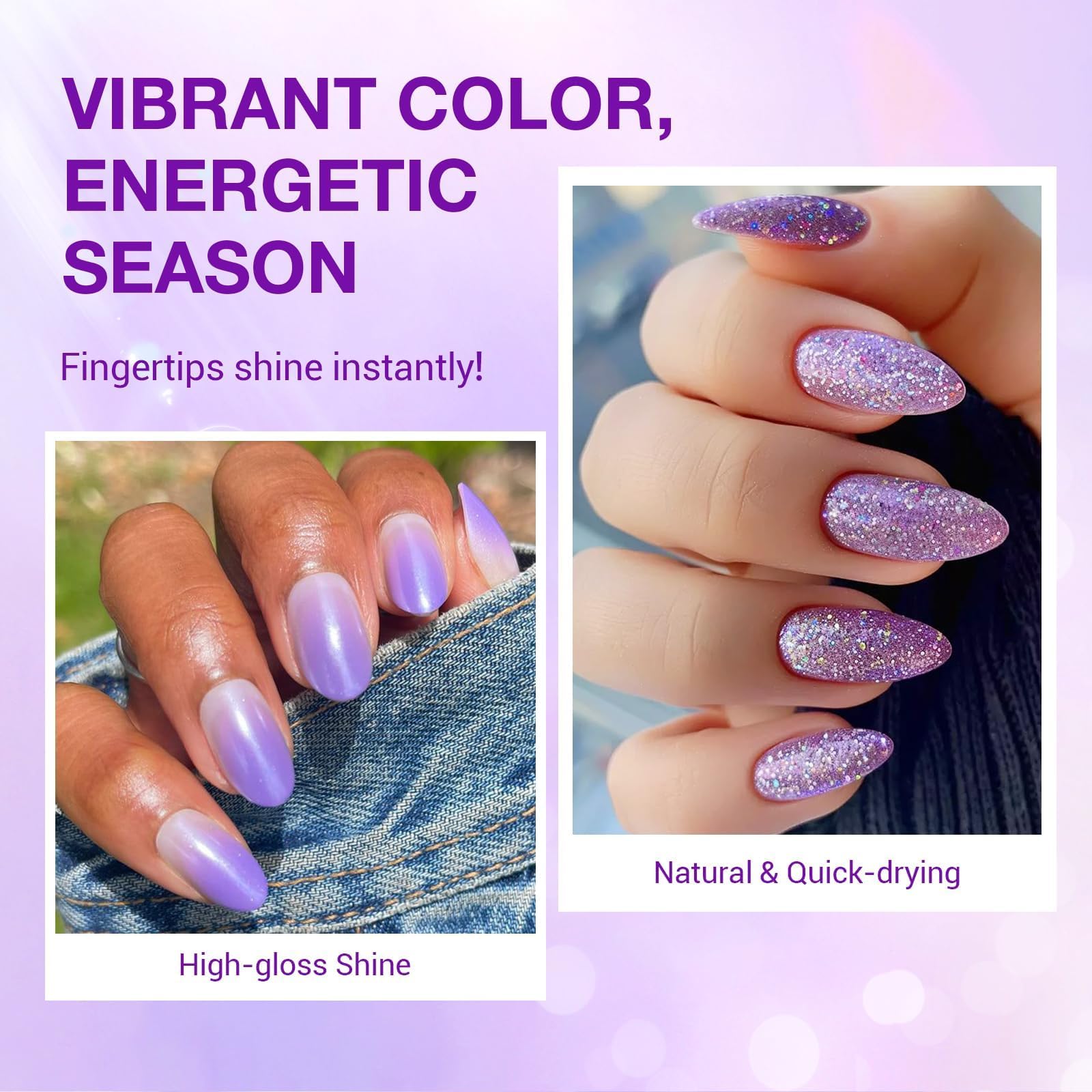 AZUREBEAUTY nail polish set aurora violet shade adds a radiant flash under light.