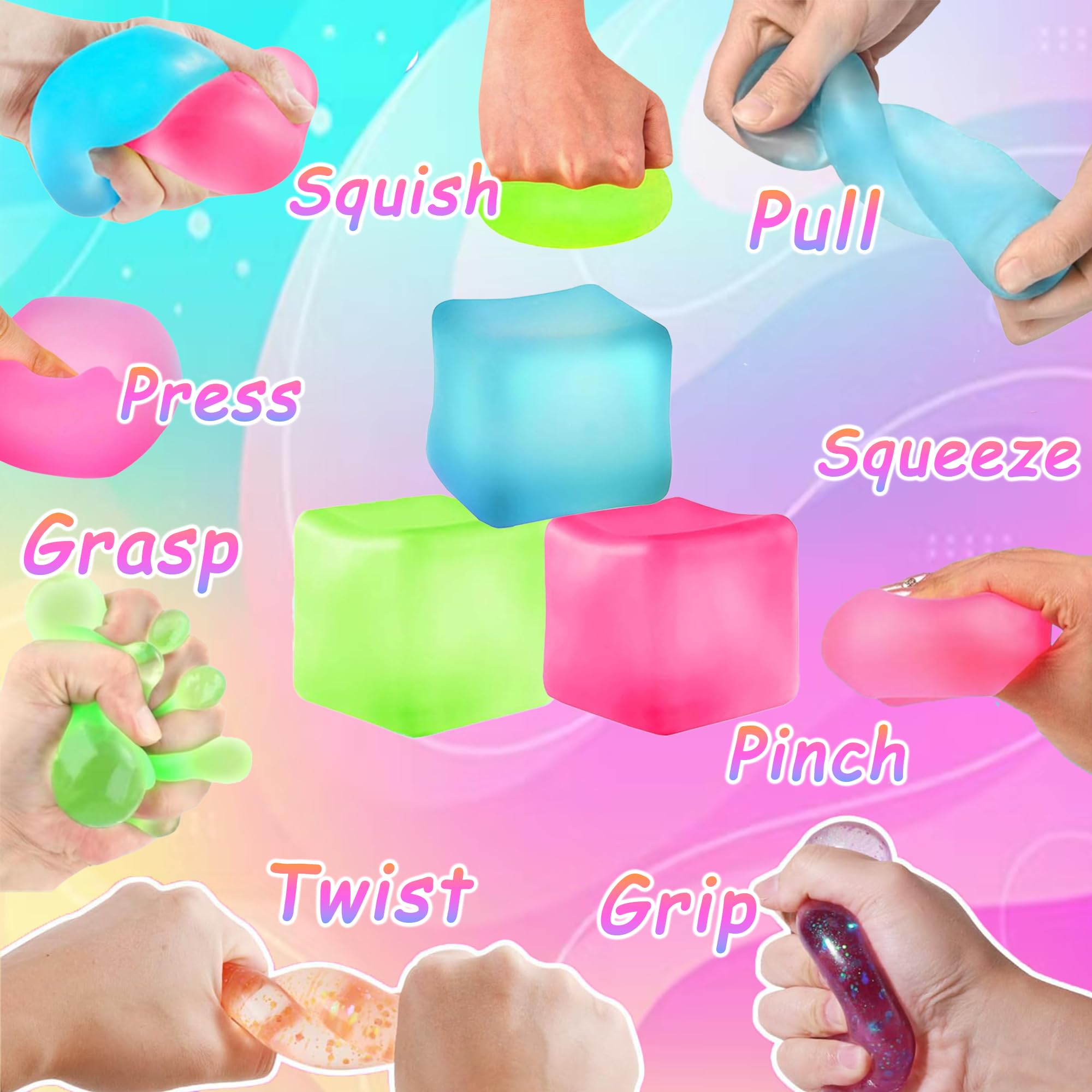 Azurphoric stress cube pink provides portable sensory relief for on-the-go use.