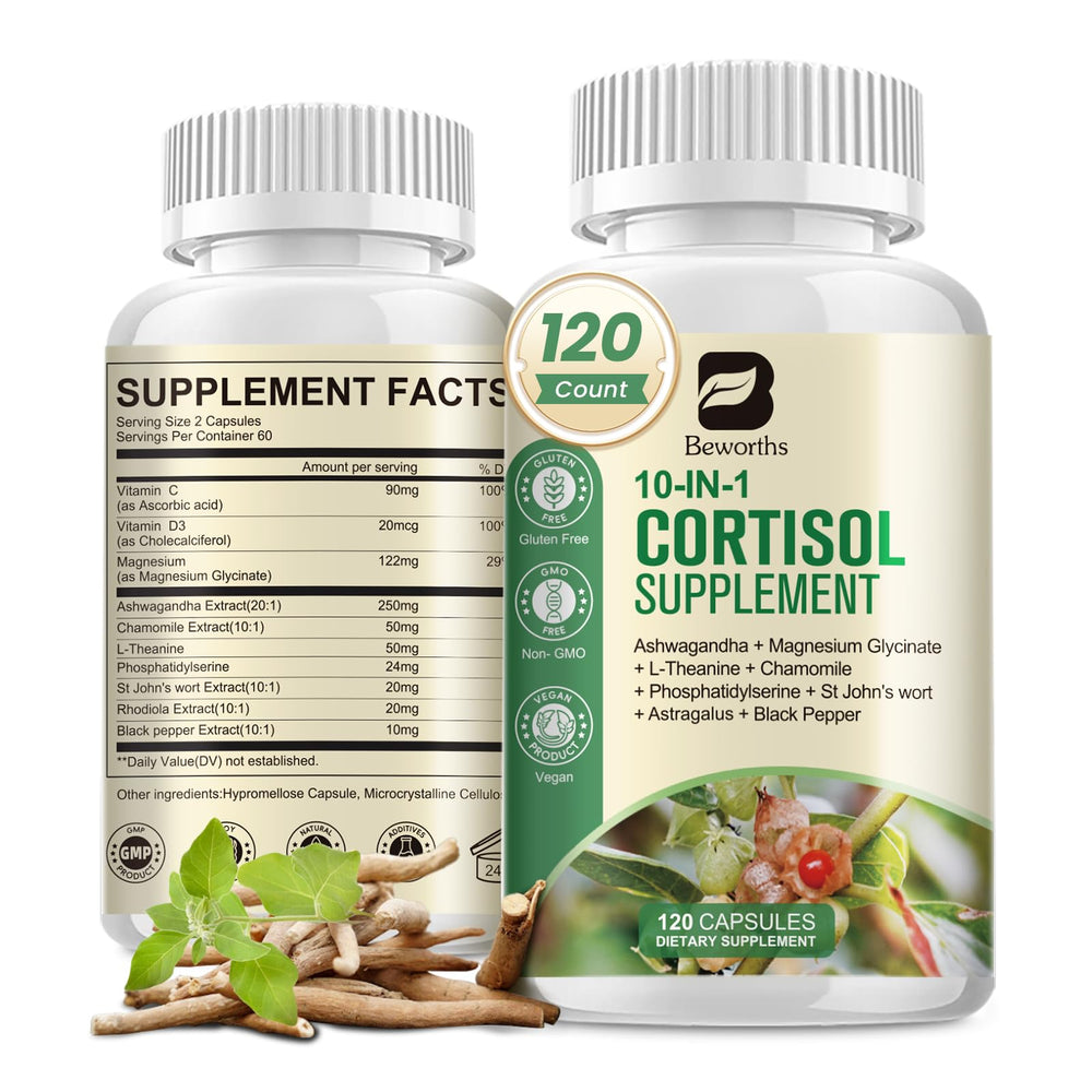 B BEWORTHS Cortisol Detox bottle front showing packaging for balanced stress support