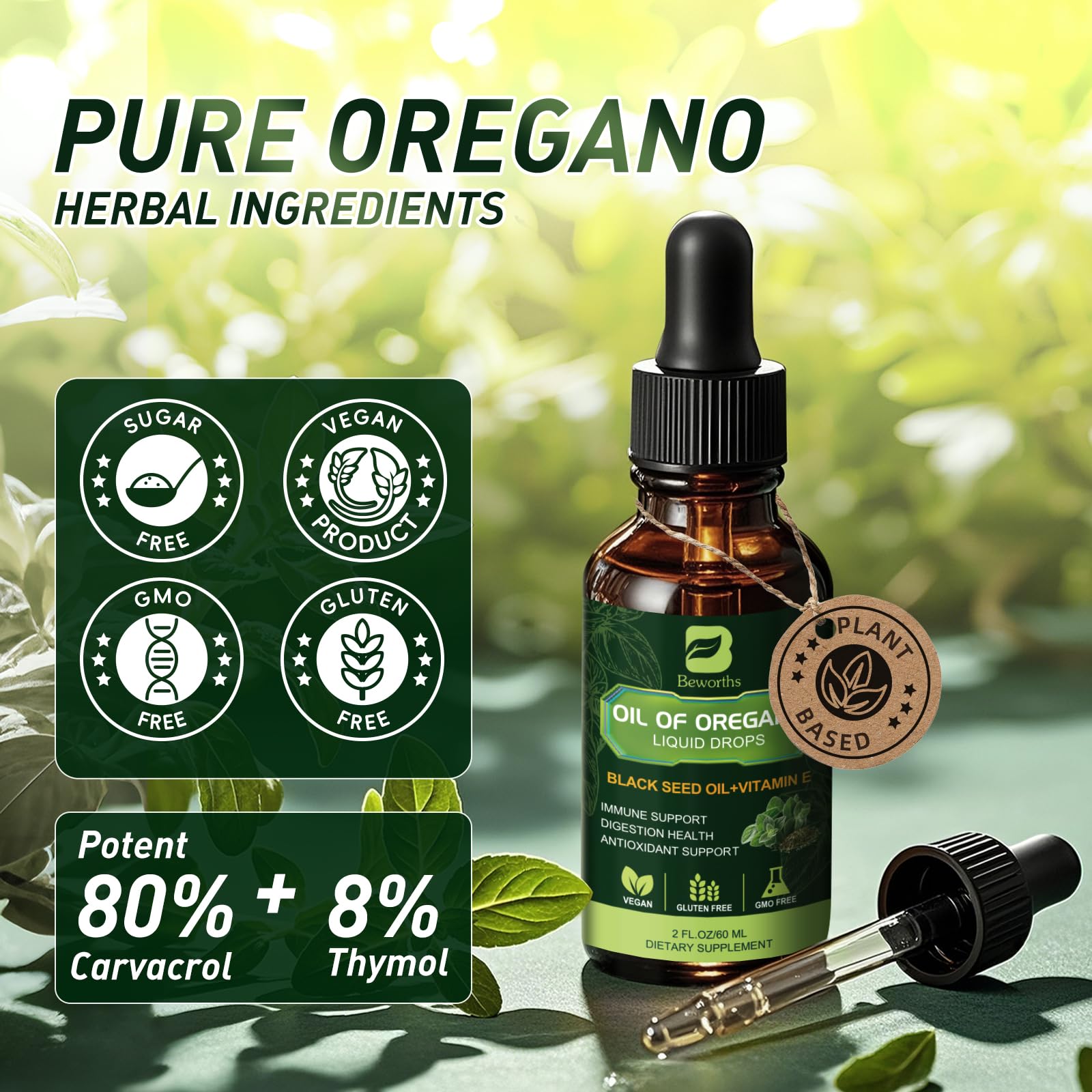 Oregano oil with black seed oil and vitamin E