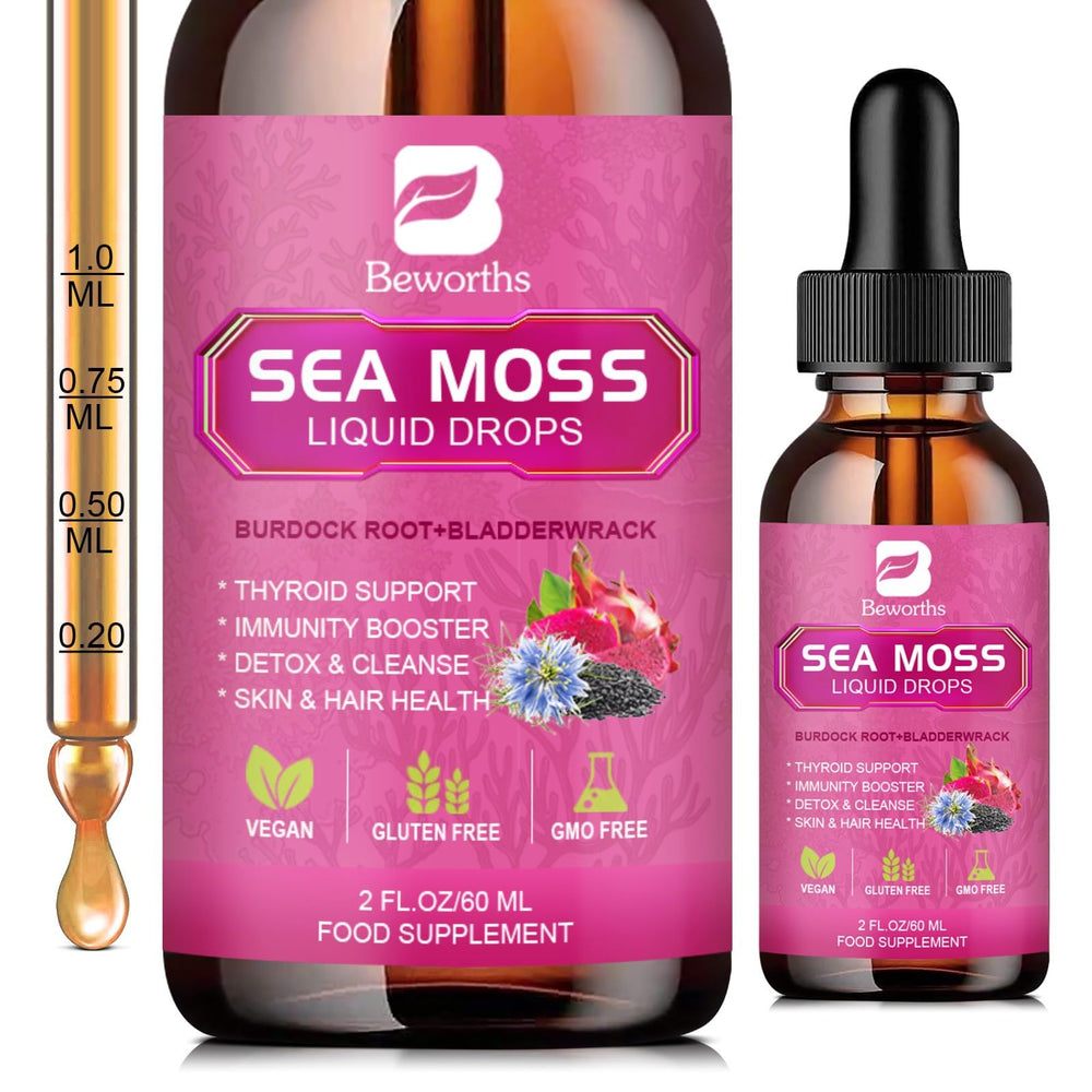 B BEWORTHS Sea Moss Liquid Drops bottle ready for daily immune and energy support
