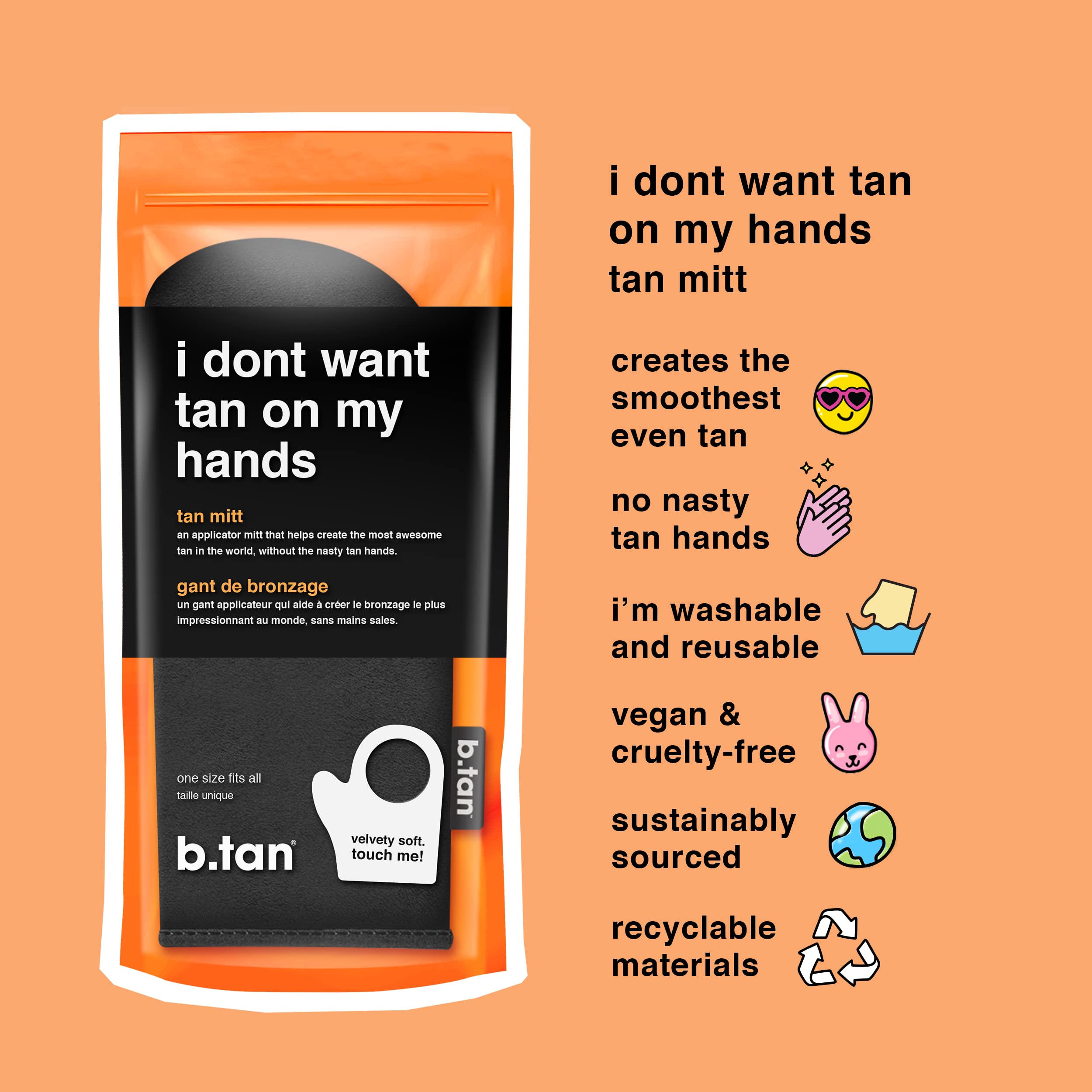 B.TAN dual-sided mitt design offers versatile left or right handed tanning