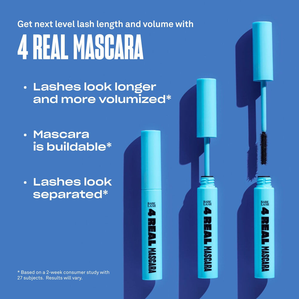 Babe Original 4 Real Mascara applied on lashes showing lifted definition