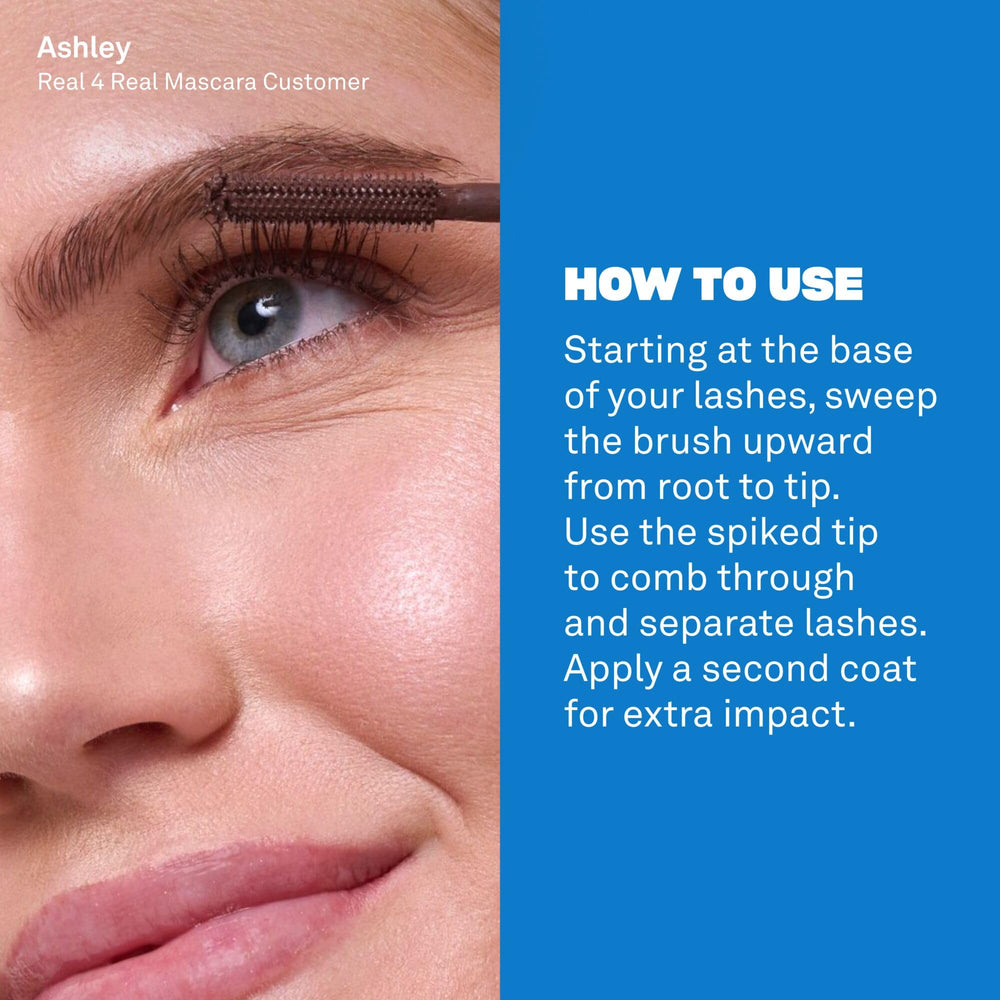 Babe Original 4 Real Mascara Brown — length emphasis for visibly longer lashes all day.