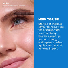 Babe Original 4 Real Mascara Brown — length emphasis for visibly longer lashes all day.