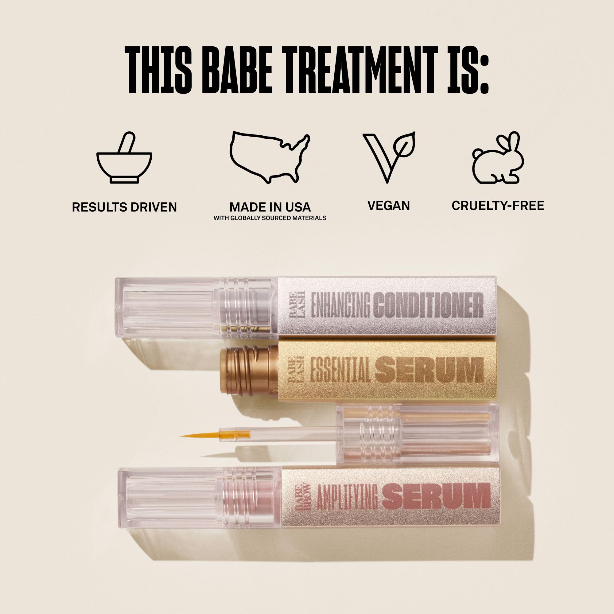 BABE ORIGINAL Amplifying Brow Serum tube for targeted brow care