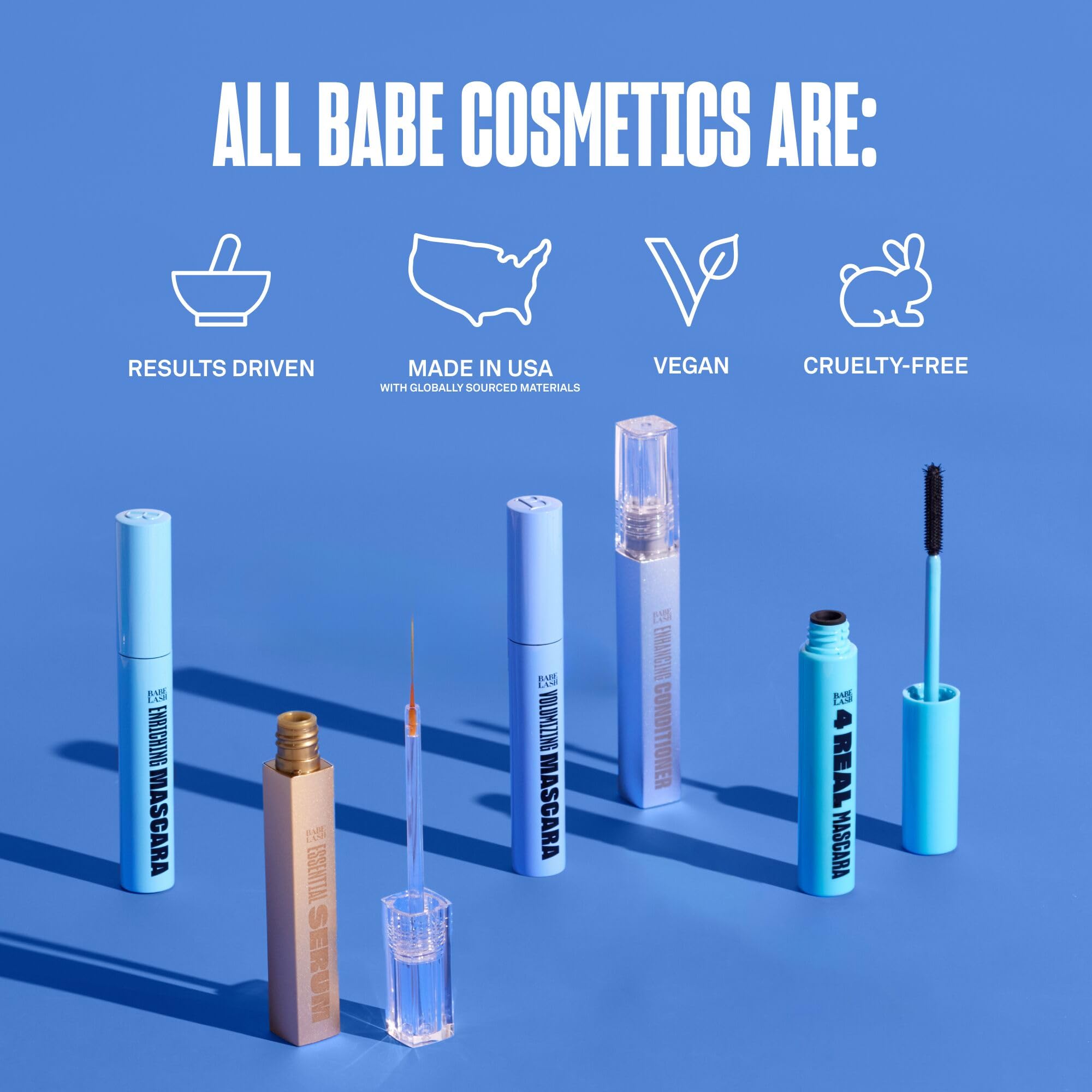 Babe Original brow-use image shows conditioning for brows alongside lashes.