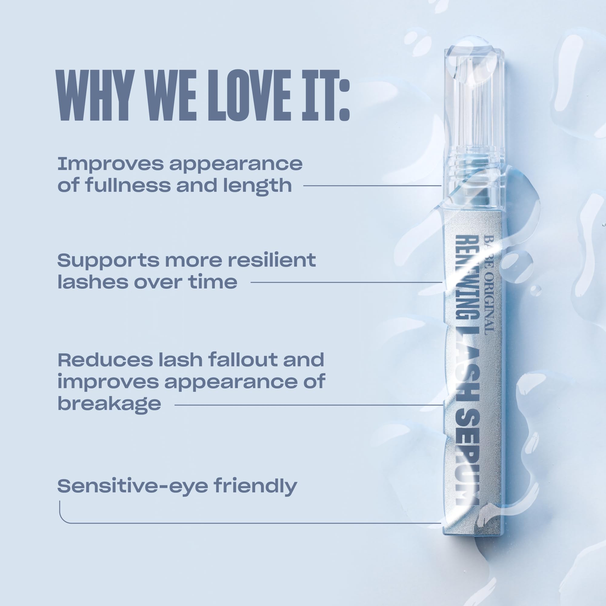 BABE ORIGINAL Renewing Lash Serum botanical ingredients featuring Tahitian Sea micro-algae.