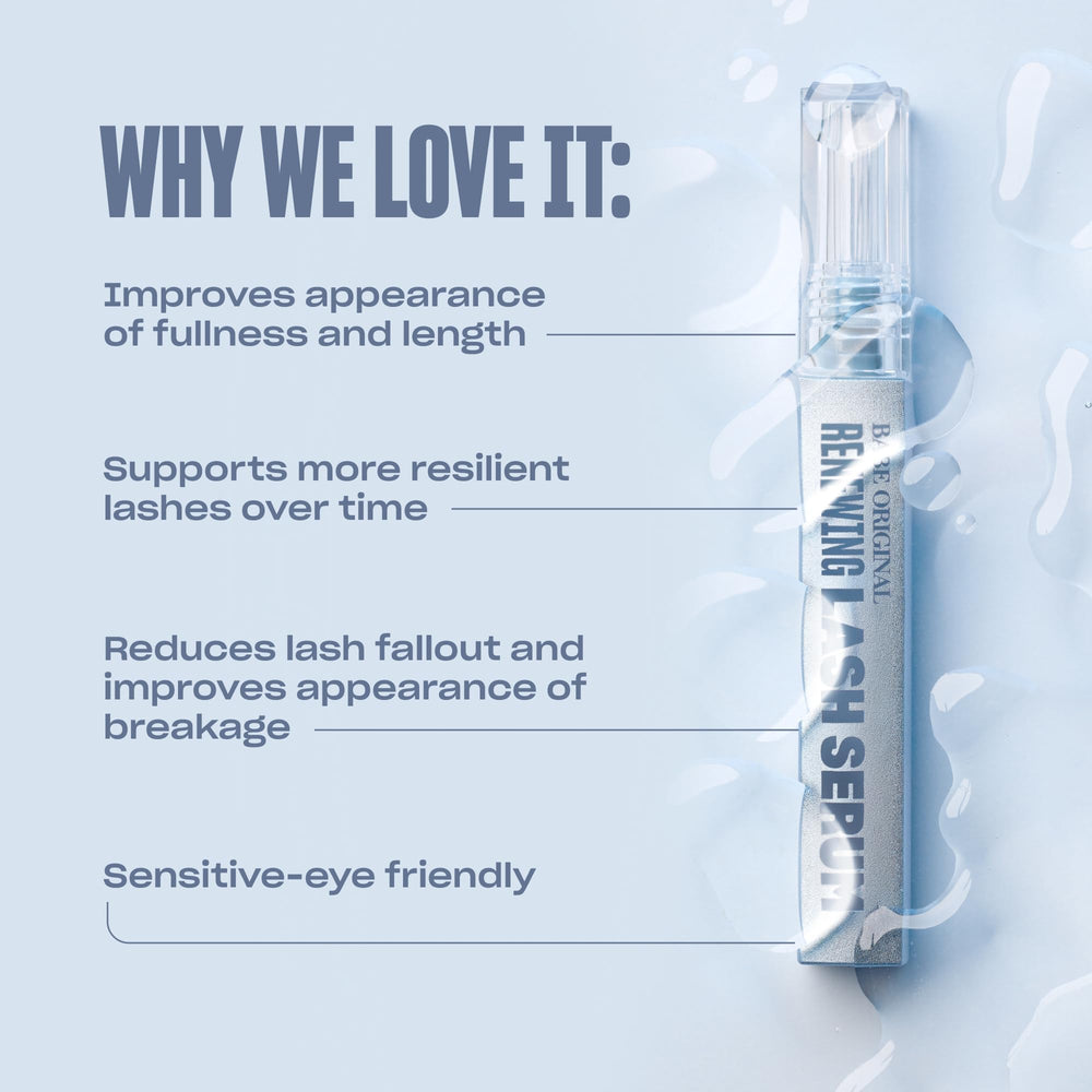 BABE ORIGINAL Renewing Lash Serum botanical ingredients featuring Tahitian Sea micro-algae.