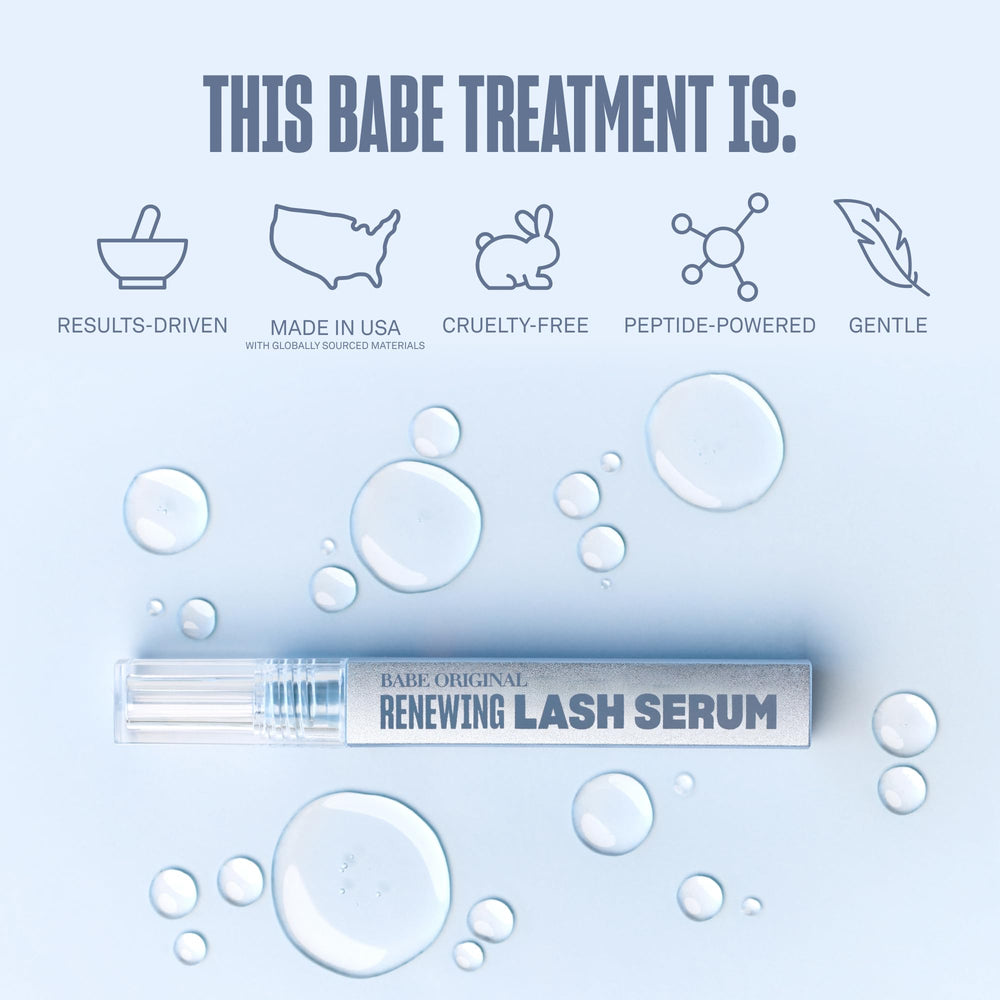 BABE ORIGINAL Renewing Lash Serum lifestyle scene suggesting daily use for busy mornings.