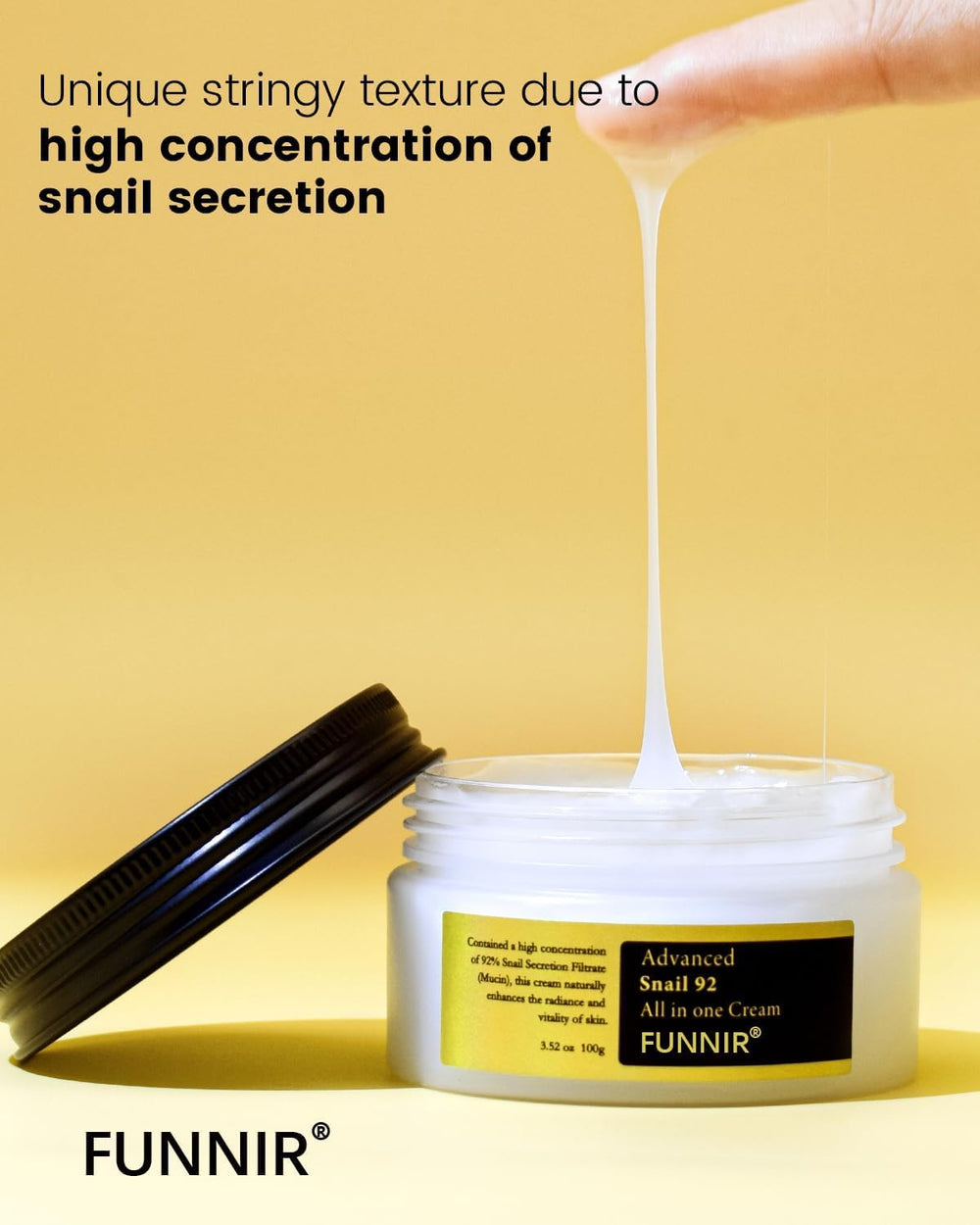 Skin showing a radiant, plump look after using FUNNIR snail mucin moisturizer