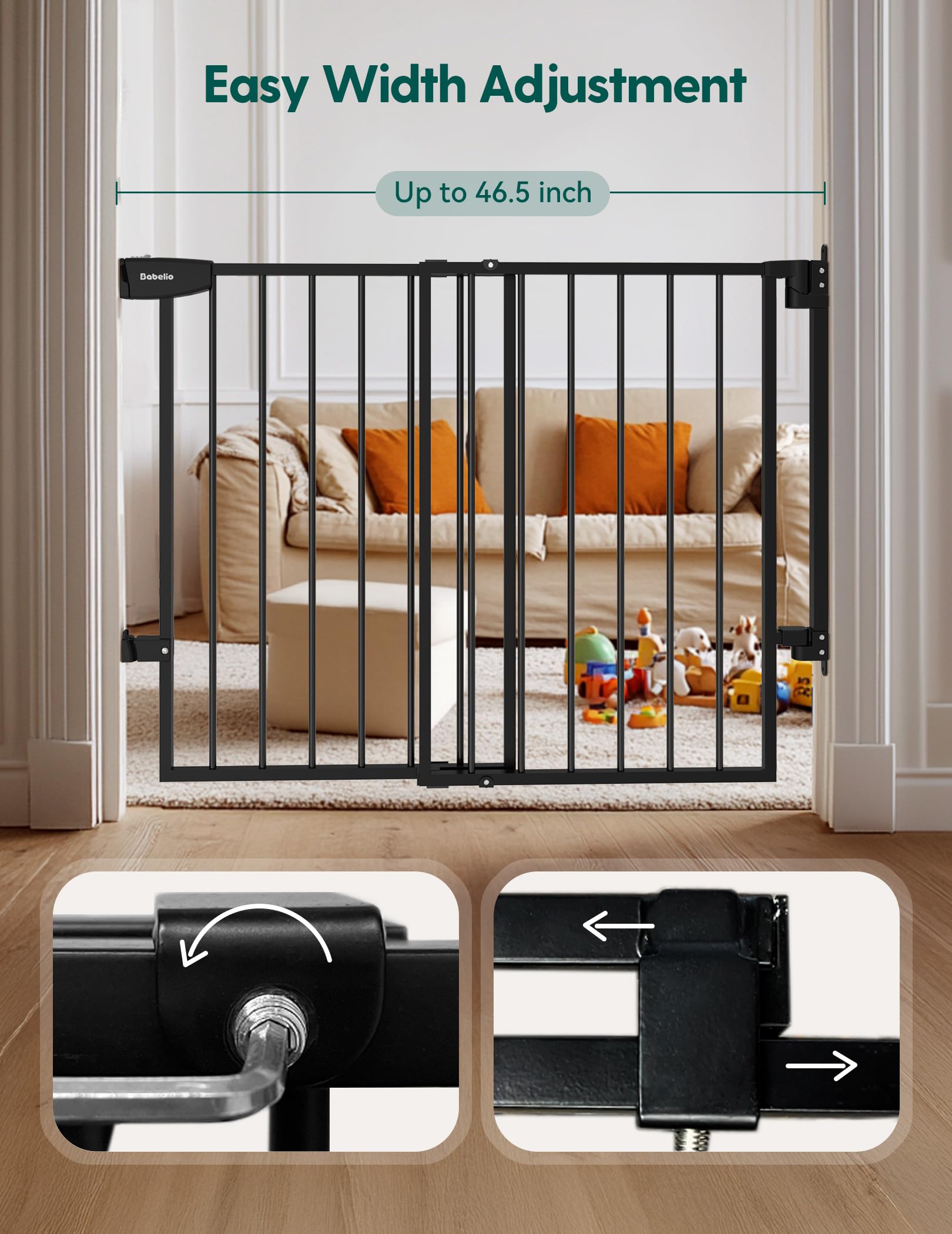 Babelio dual locking system for extra safety with kids and pets.