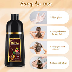 Bablabear Easy-use color shampoo demonstrates 15-minute processing.