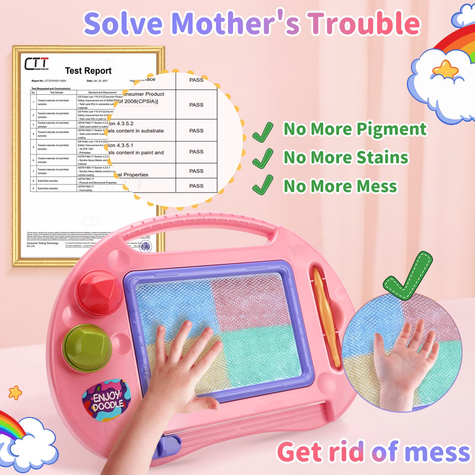 BABLOCVID board and stamps set to boost fine motor skills.