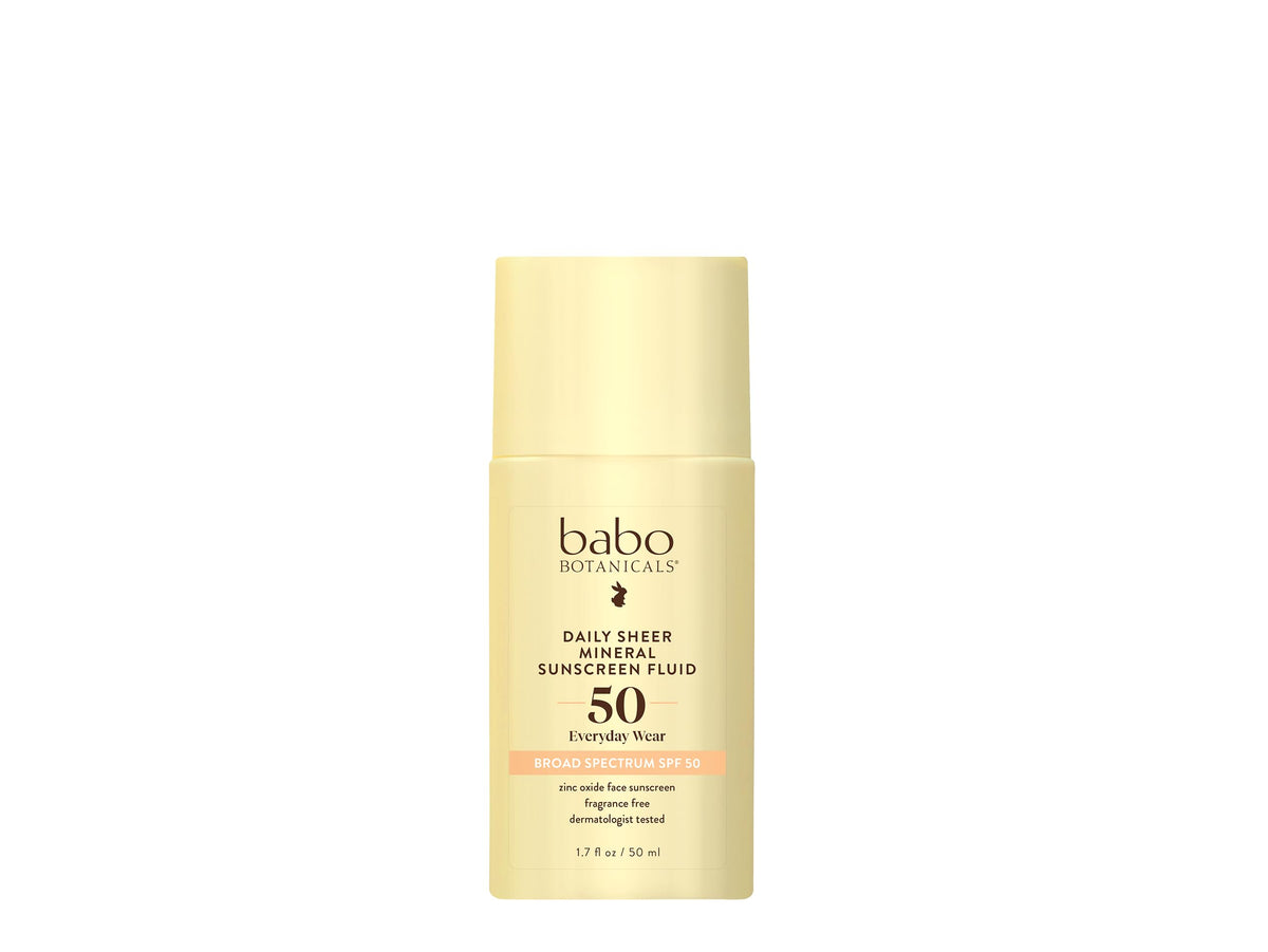 Babo Botanicals Daily Sheer sunscreen bottle and pump for easy daily application